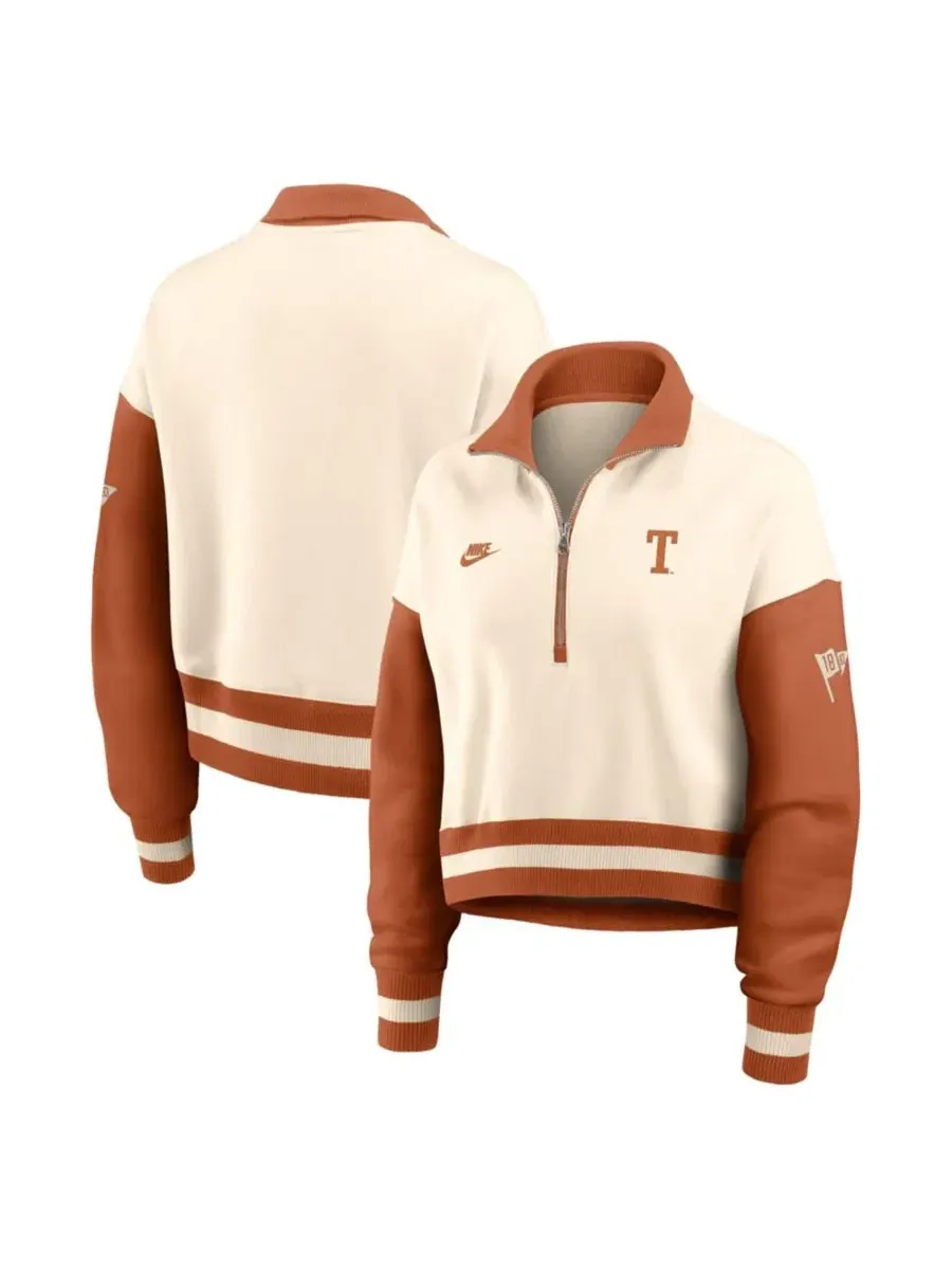 Женский свитшот с капюшоном Oversized Legacy Color Block с четвертью-молнией Nike — изображение 1 из 3, натуральный оранжевый