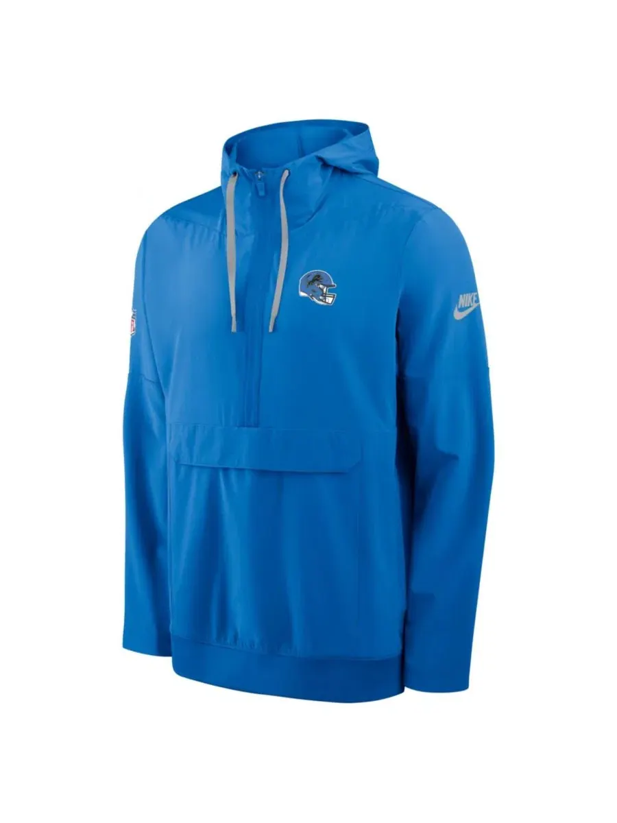 Ветрозащитная куртка-анорак с капюшоном, полузамок, Dri-FIT Nike — изображение 2 из 3, синий серый