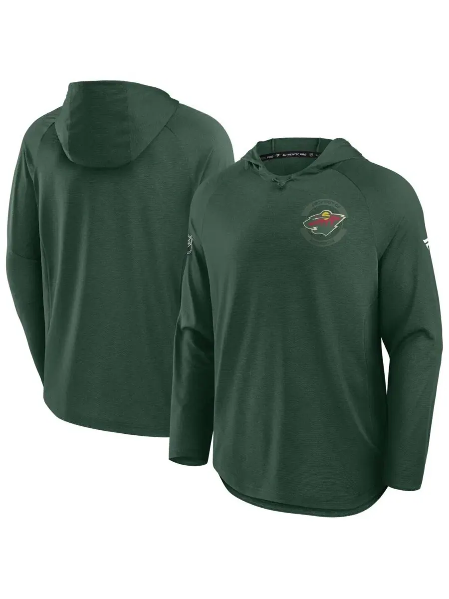 Худи с реглан-рукавами Minnesota Wild Authentic Pro Rink Raglan Fanatics — изображение 2 из 5, зеленый зеленый