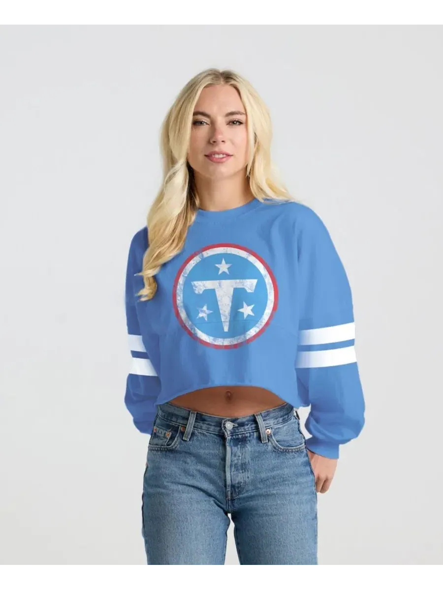 Женская футболка с длинным рукавом с полосами на рукавах Spirit Jersey — изображение 1 из 2, светлый синий