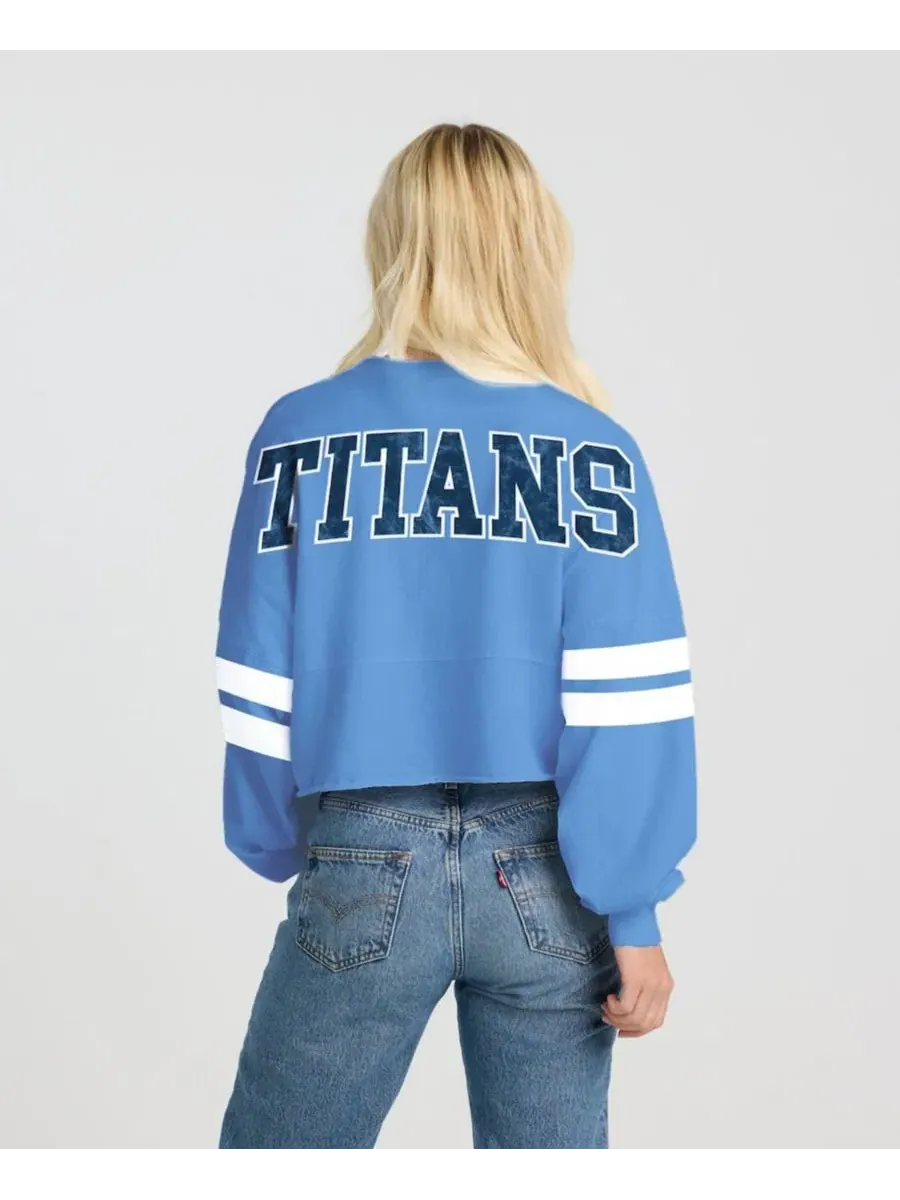 Женская футболка с длинным рукавом с полосами на рукавах Spirit Jersey — изображение 2 из 2, светлый синий