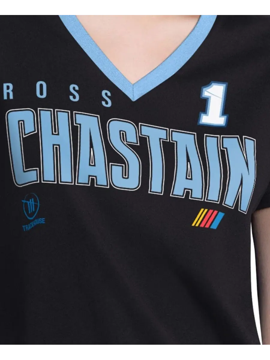 Футболка с V-образным вырезом с принтом Ross Chastain Best Team G-III 4Her by Carl Banks — изображение 3 из 3, черный