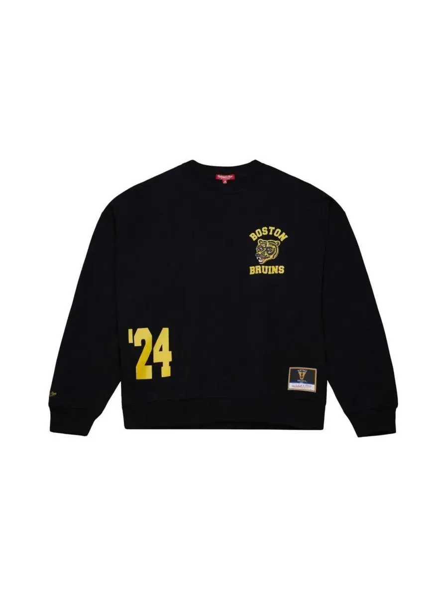 Свитшот винтажный с принтом Boston Bruins Mitchell & Ness — изображение 1 из 5, черный