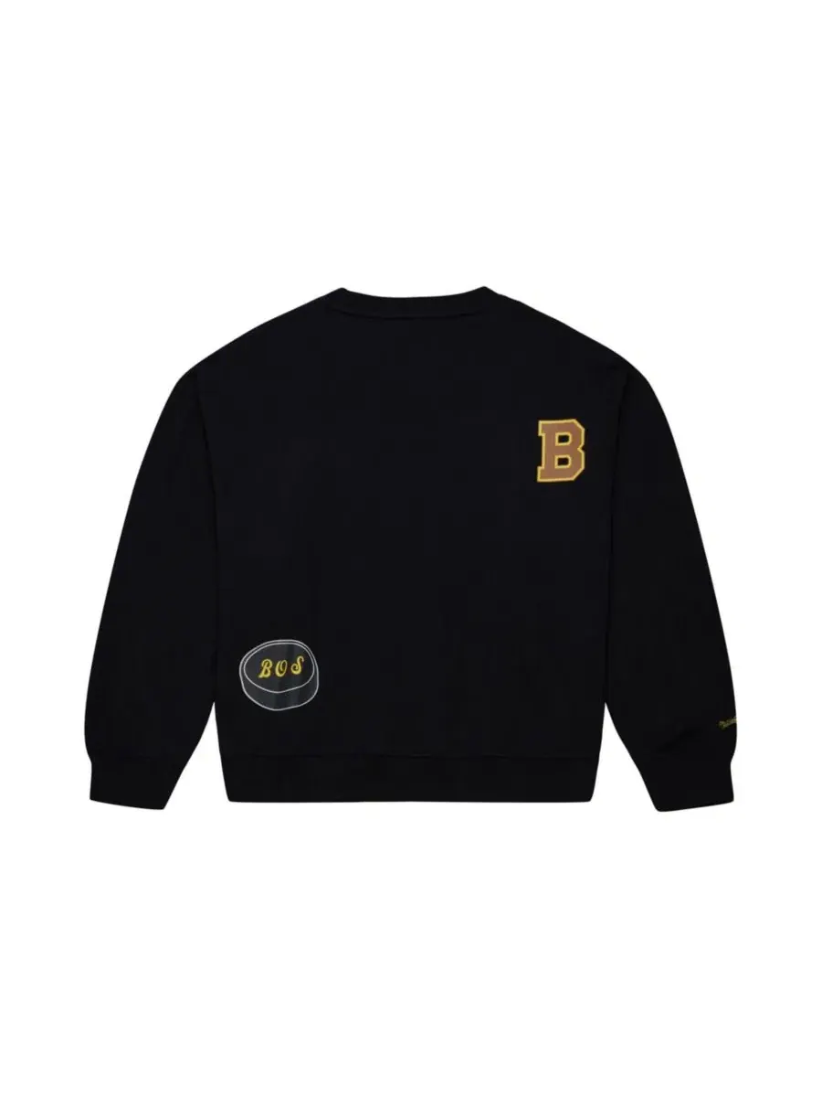 Свитшот винтажный с принтом Boston Bruins Mitchell & Ness — изображение 2 из 5, черный