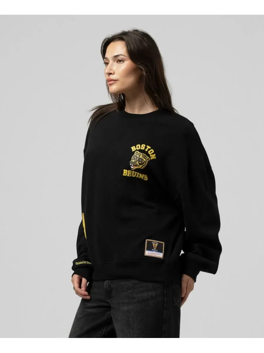 Свитшот винтажный с принтом Boston Bruins Mitchell & Ness — изображение 3 из 5, черный