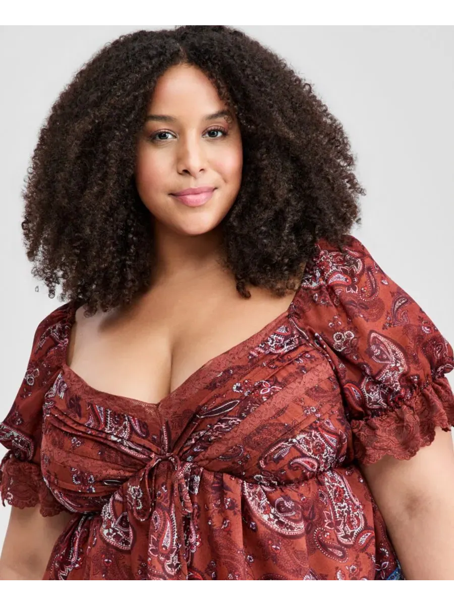 Платье мини с ярусной юбкой, принтом пейсли и кружевной отделкой And Now This, Marcella Paisley — изображение 4 из 5