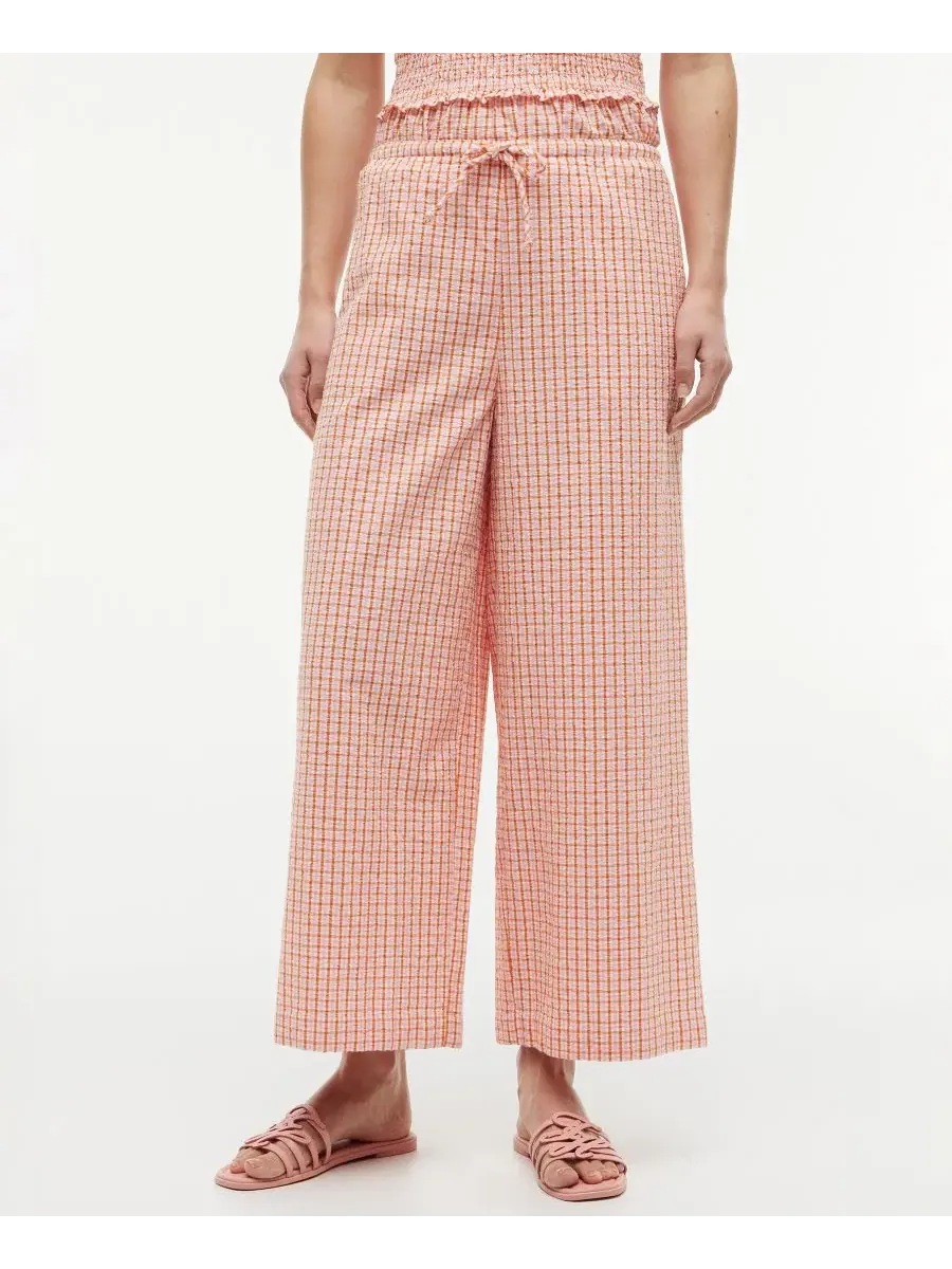 Брюки прямого кроя из жатого хлопка, с завязкой Tommy Hilfiger, Gingham Biscuit — изображение 1 из 7
