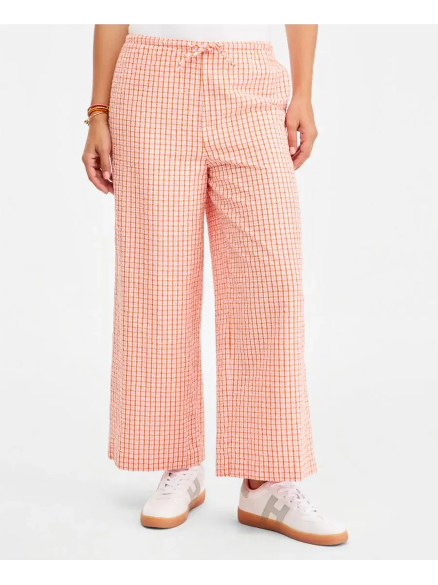 Брюки прямого кроя из жатого хлопка, с завязкой Tommy Hilfiger, Gingham Biscuit — изображение 3 из 7