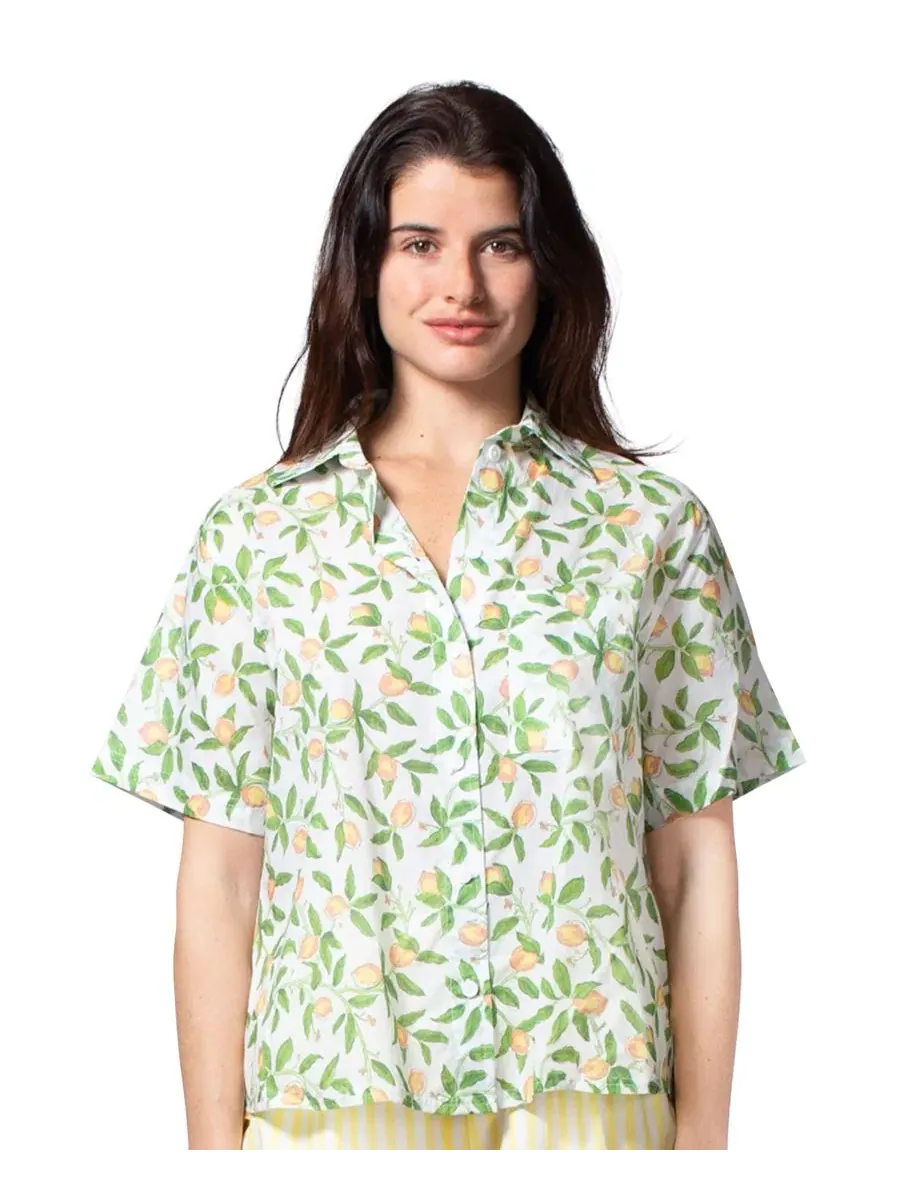 Пижамная блуза с коротким рукавом, модель Voile Lemons Hue, Voile Lemons — изображение 1 из 5