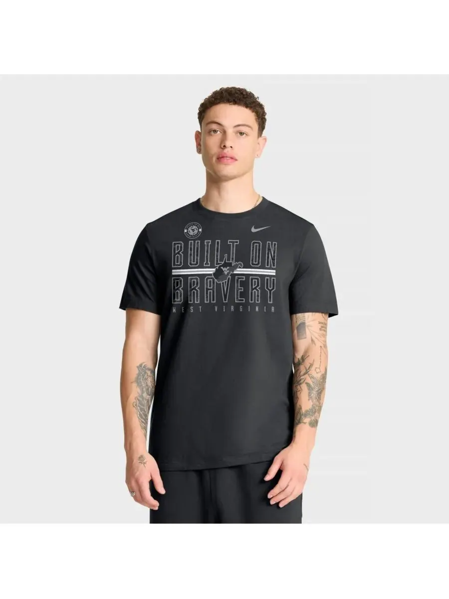 Nike Мужская черная футболка West Virginia Mountaineers Built on Bravery — изображение 1 из 3, черный
