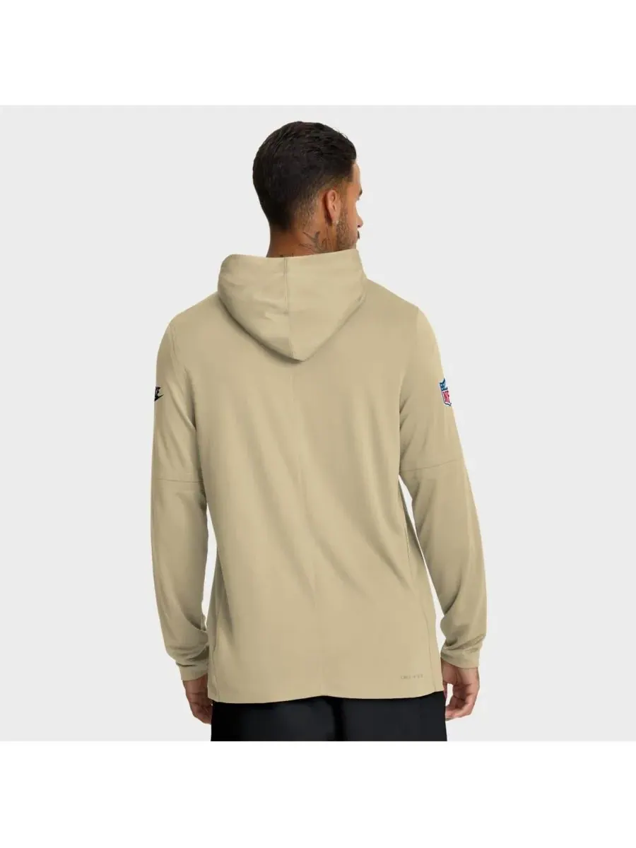 Мужская золотистая легкая футболка с капюшоном New Orleans Saints Sideline Alt Pack Dri-FIT Nike — изображение 2 из 5, золото