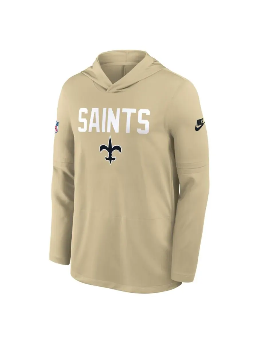 Мужская золотистая легкая футболка с капюшоном New Orleans Saints Sideline Alt Pack Dri-FIT Nike — изображение 5 из 5, золото