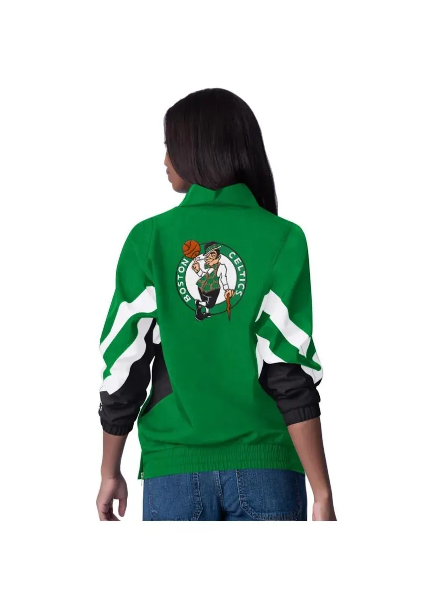 Starter Женская куртка Boston Celtics Renegade Oxford Half-Zip Jacket ярко-зеленого цвета — изображение 2 из 2, зеленый