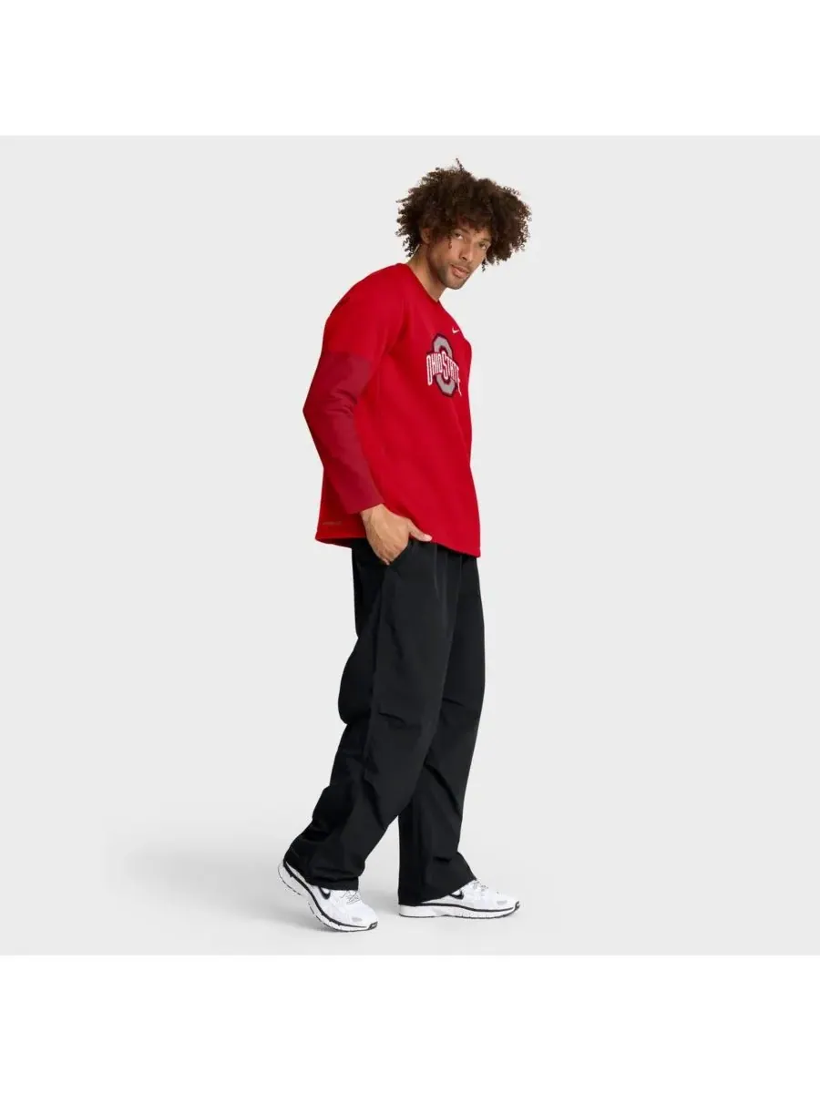 Мужская алая футболка с длинным рукавом Ohio State Buckeyes 2025 Sideline Coach Performance Nike — изображение 2 из 5, алый