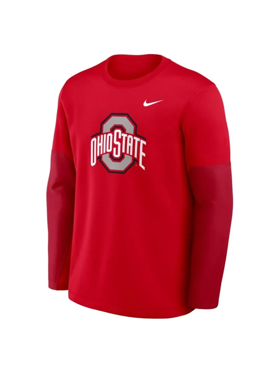 Мужская алая футболка с длинным рукавом Ohio State Buckeyes 2025 Sideline Coach Performance Nike — изображение 3 из 5, алый