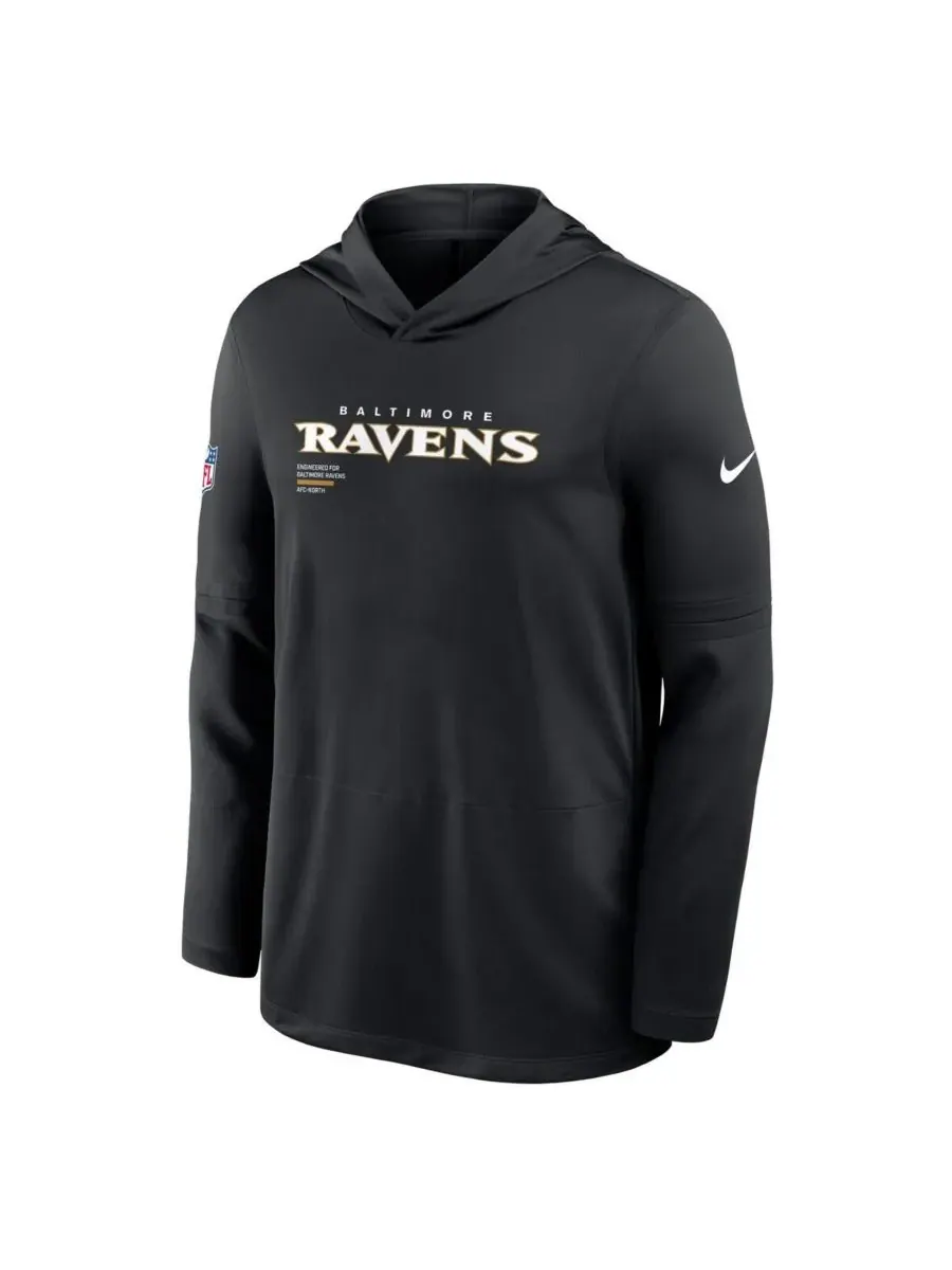 Nike Мужская черная толстовка с длинными рукавами Baltimore Ravens Sideline Pure Performance — изображение 1 из 2, черный