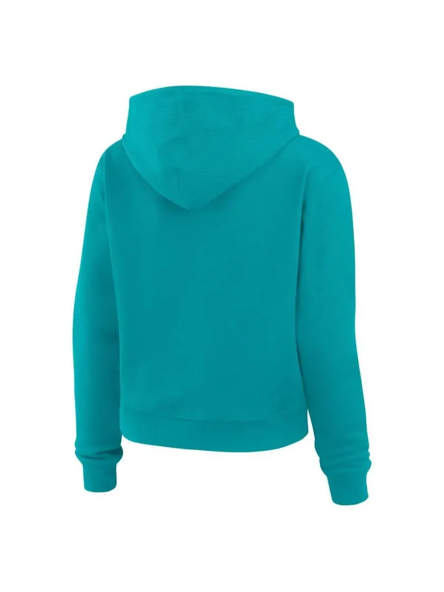 Женская толстовка с капюшоном Aqua Miami Dolphins Waffle Hoodie Pullover Top WEAR by Erin Andrews — изображение 3 из 3