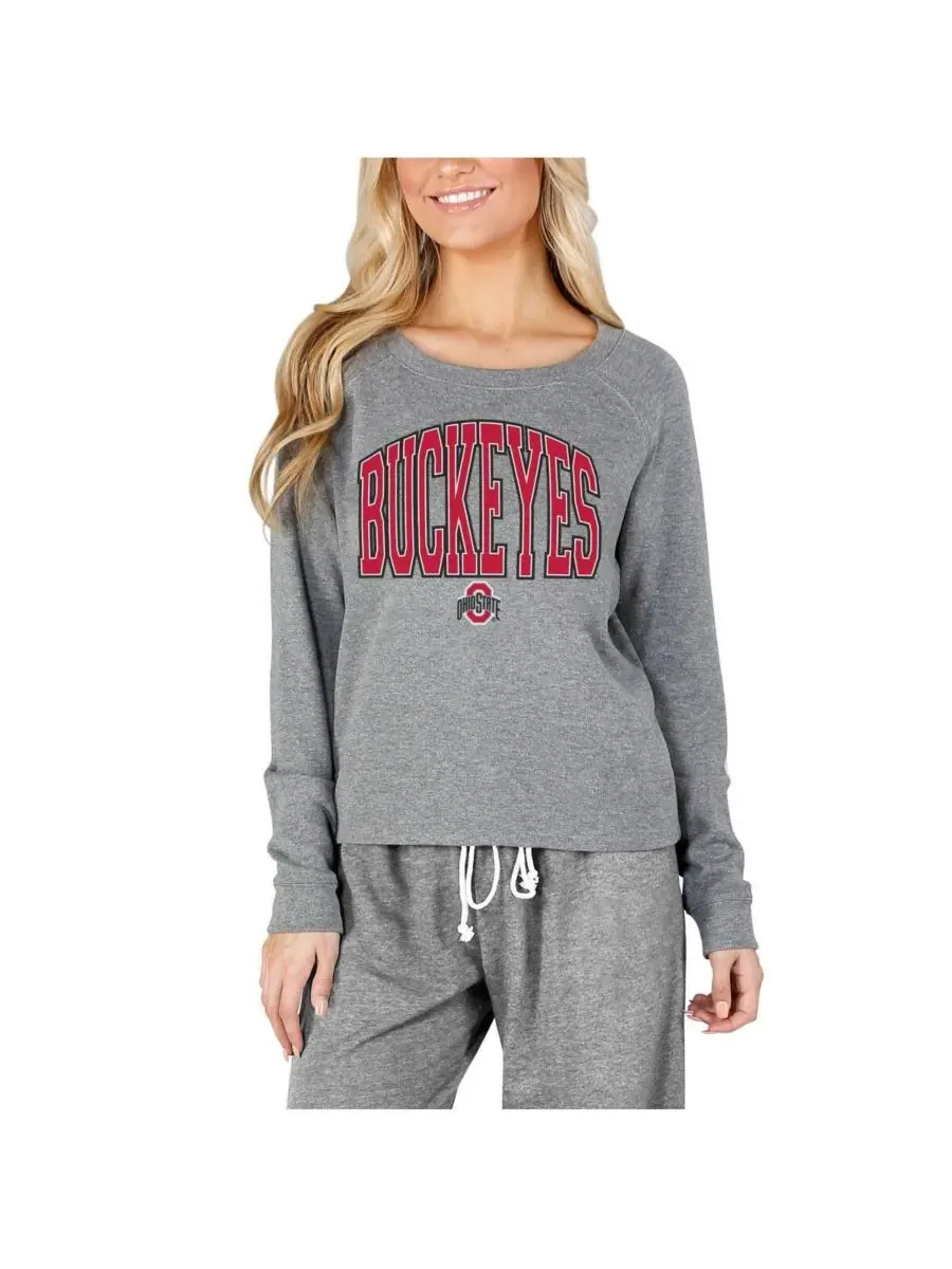 Concepts Sport Женская серая махровая футболка с длинными рукавами Ohio State Buckeyes Mainstream — изображение 1 из 1, серый
