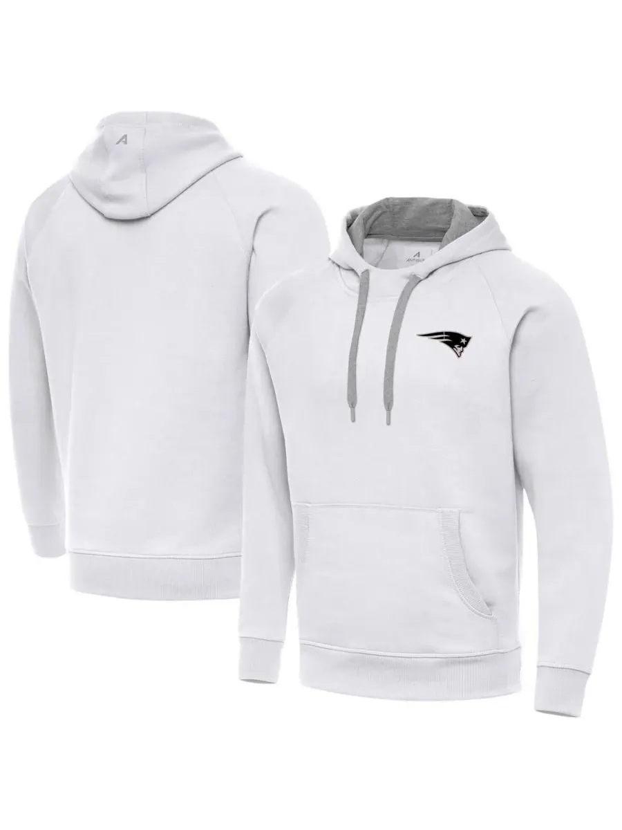 Antigua Мужская белая толстовка с капюшоном New England Patriots Brushed Carbon Victory — изображение 1 из 4, белый