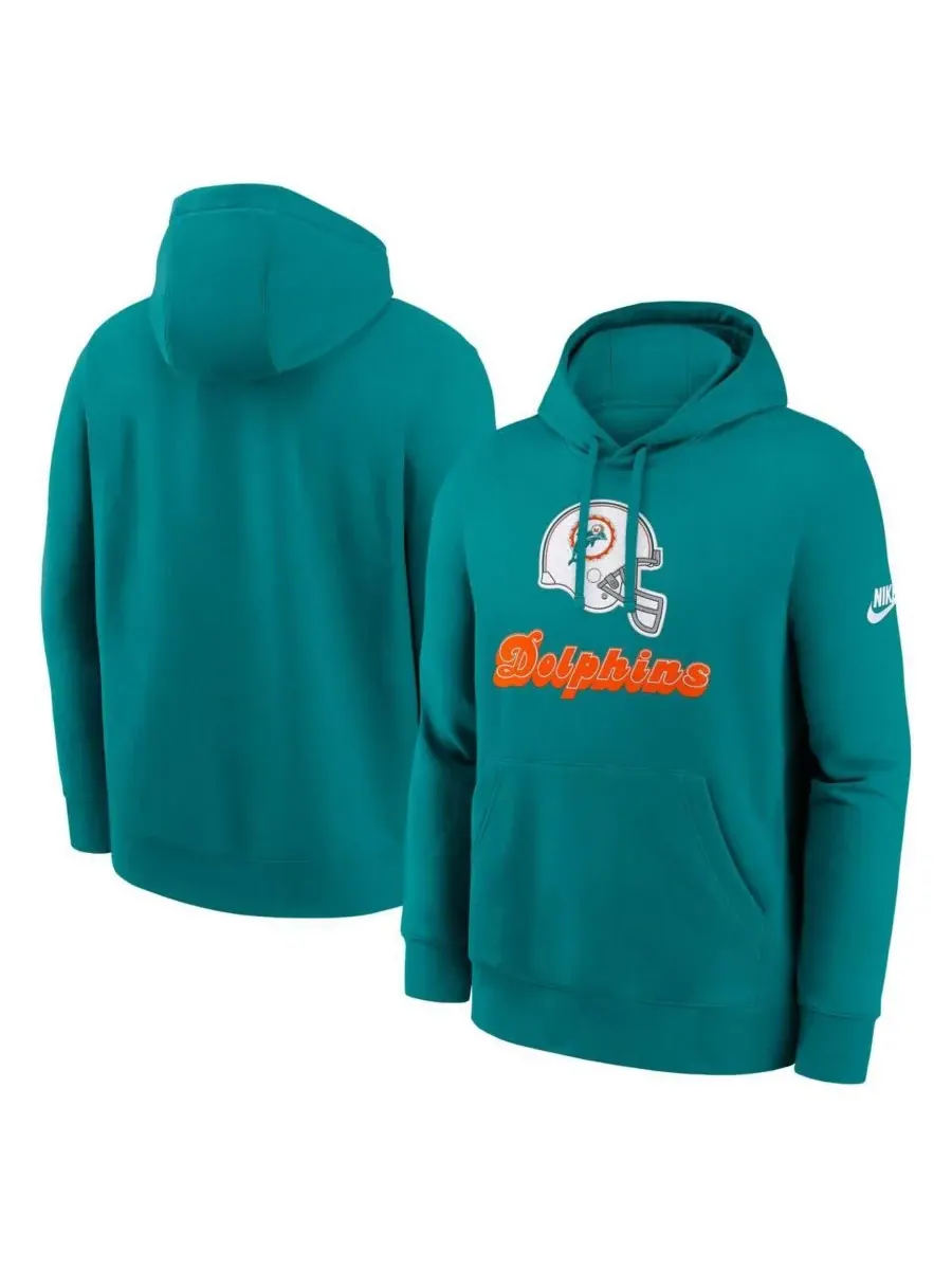 Мужская толстовка Aqua Miami Dolphins Best Season Rewind Club Pullover Hoodie Nike — изображение 1 из 3, голубой