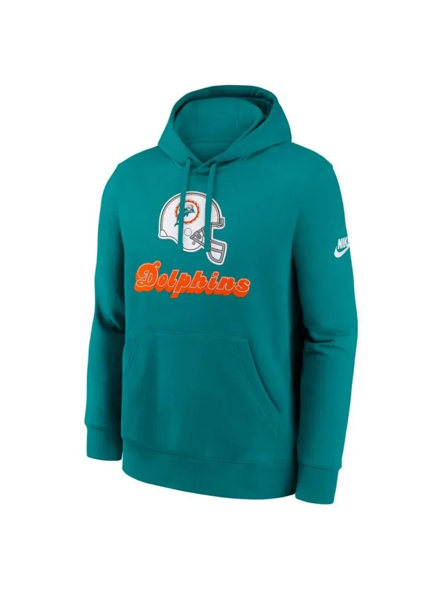 Мужская толстовка Aqua Miami Dolphins Best Season Rewind Club Pullover Hoodie Nike — изображение 2 из 3, голубой