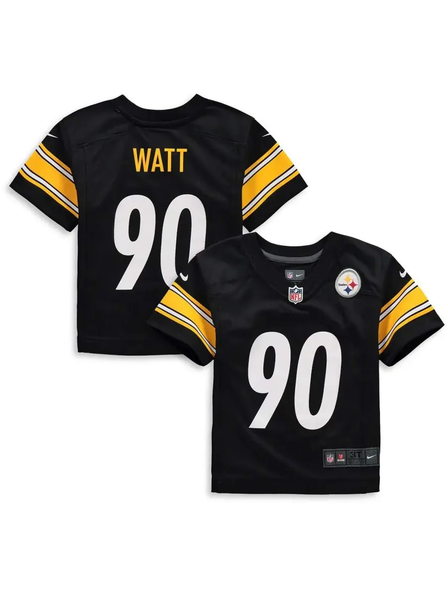 Nike Детская игровая футболка TJ Watt Black Pittsburgh Steelers для мальчиков и девочек — изображение 1 из 3, черный
