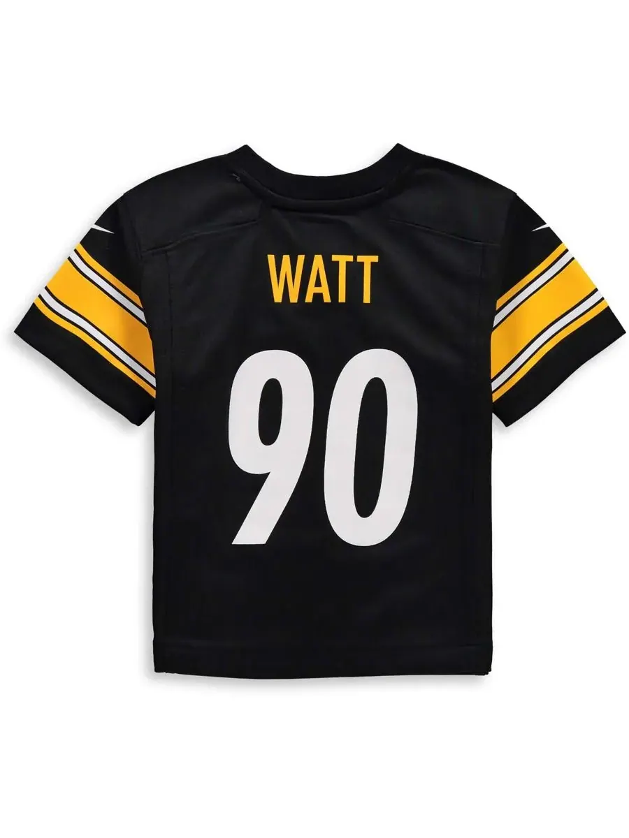 Nike Детская игровая футболка TJ Watt Black Pittsburgh Steelers для мальчиков и девочек — изображение 2 из 3, черный