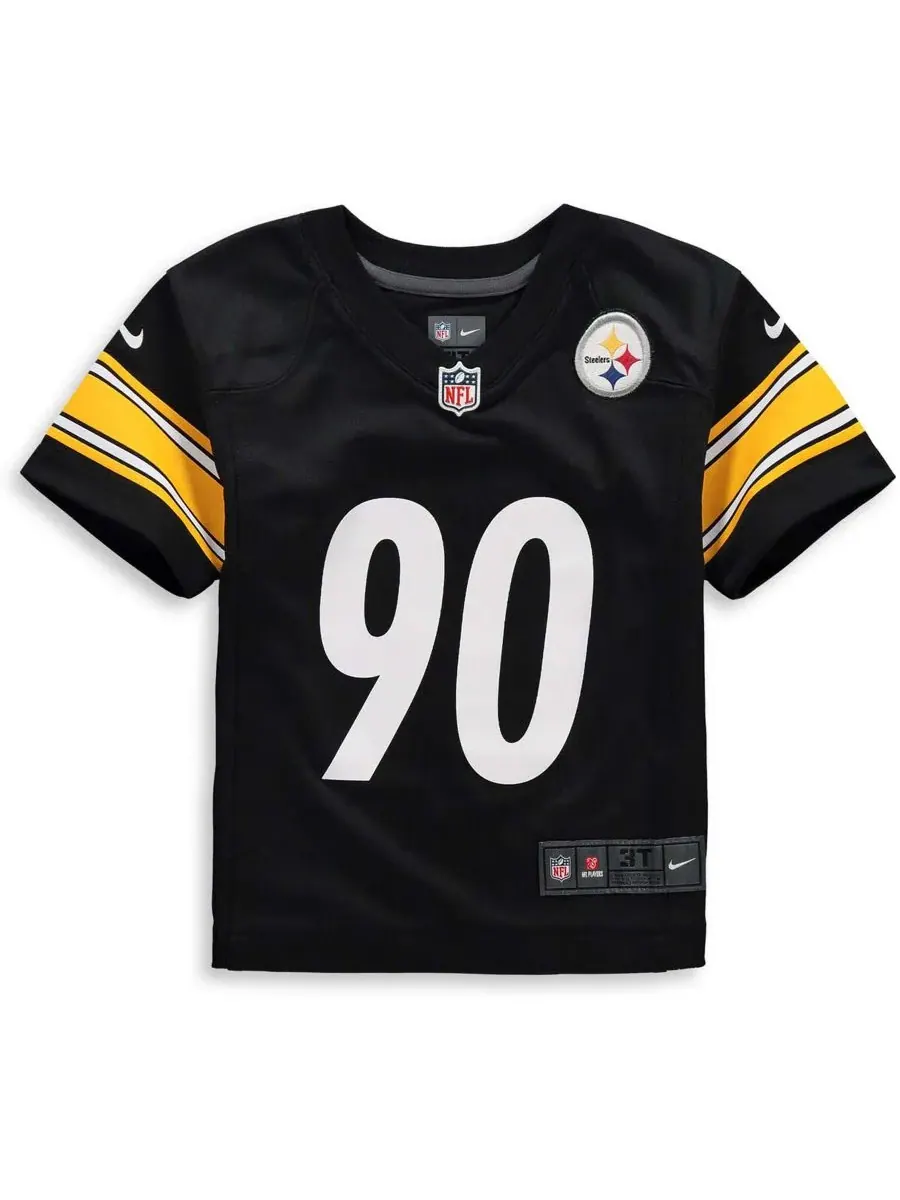 Nike Детская игровая футболка TJ Watt Black Pittsburgh Steelers для мальчиков и девочек — изображение 3 из 3, черный