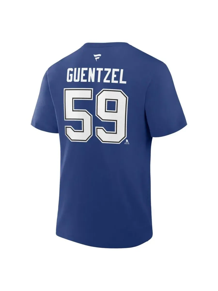 Fanatics Мужская синяя футболка Jake Guentzel Tampa Bay Lightning Authentic Stack с именем и — изображение 3 из 3, синий