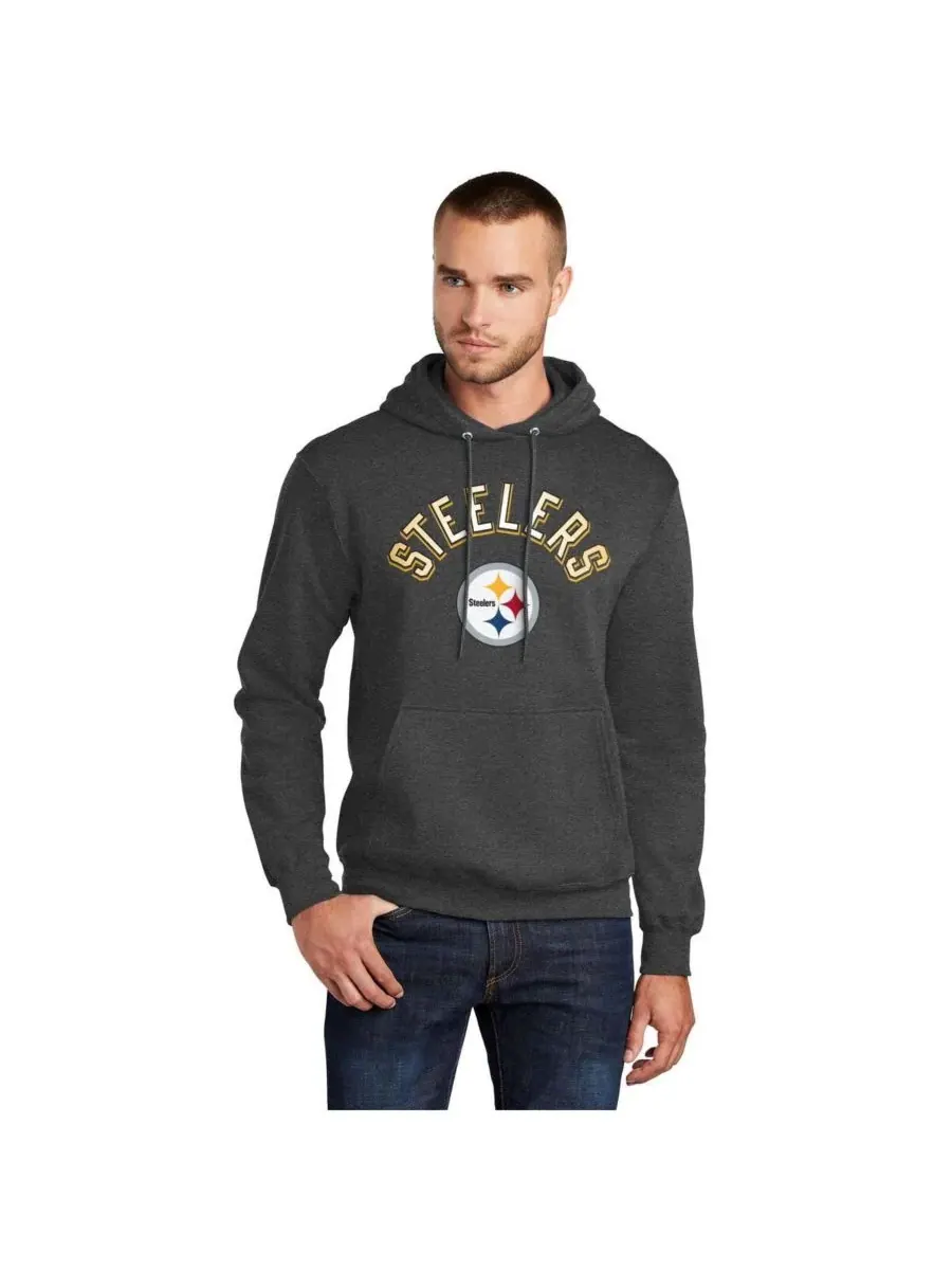 Starter Мужская толстовка с капюшоном цвета угольно-серого цвета с логотипом Pittsburgh Steelers — изображение 1 из 2