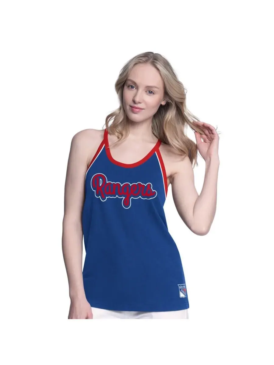 G-III 4Her by Carl Banks Женская синяя майка-борцовка New York Rangers Curveball с открытой спиной — изображение 1 из 2