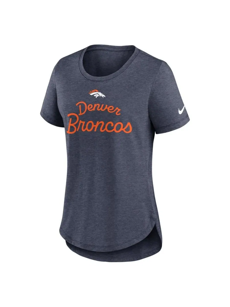 Nike Женская темно-синяя футболка Denver Broncos Script Tri-Blend — изображение 2 из 3, темно-синий