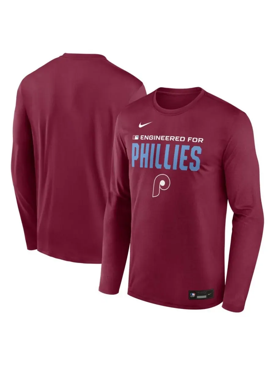 Nike Мужская бордовая футболка с длинным рукавом Philadelphia Phillies Authentic Collection Legend — изображение 1 из 3