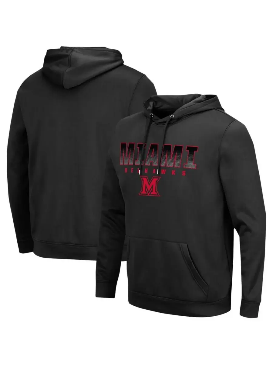 Colosseum Мужская толстовка с капюшоном Miami University RedHawks Blackout 3.0 — изображение 1 из 3, черный