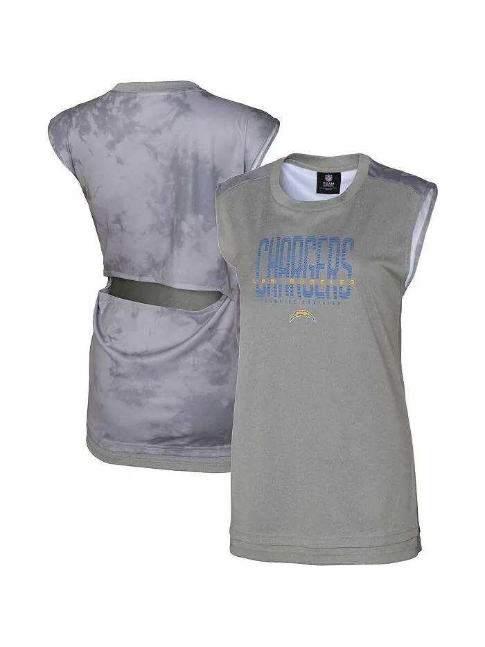 Женская серая майка Los Angeles Chargers No Sweat Outerstuff — изображение 1 из 3, серый