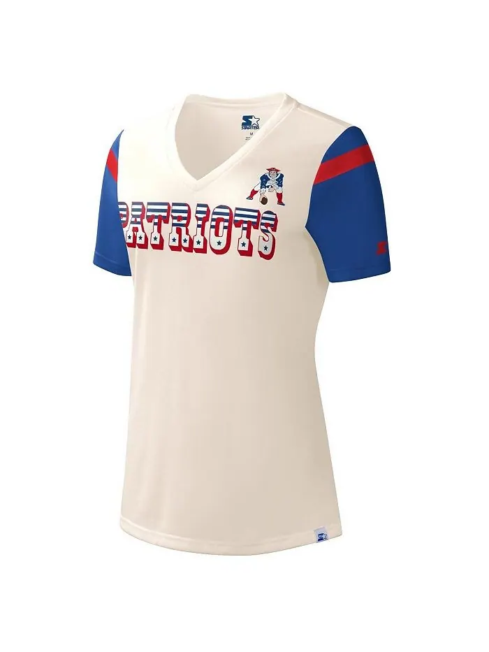 Женская белая футболка New England Patriots Kick Start с v-образным вырезом Starter — изображение 2 из 3, белый