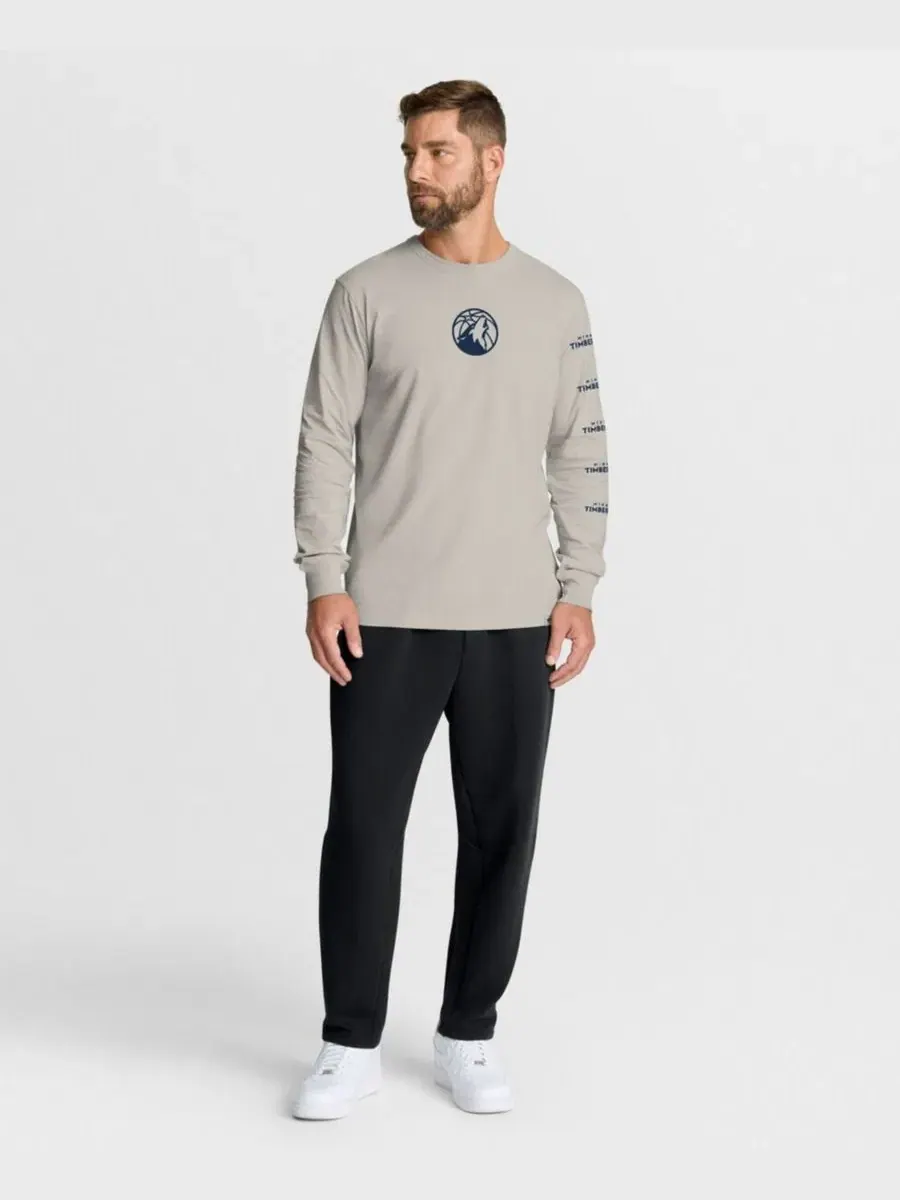 Мужская кремовая футболка с длинным рукавом Minnesota Timberwolves Crossover Collection Ball Screen — изображение 5 из 5