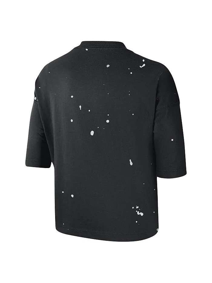 Черная женская укороченная футболка Brooklyn Nets Courtside Splatter Nike — изображение 3 из 3, черный