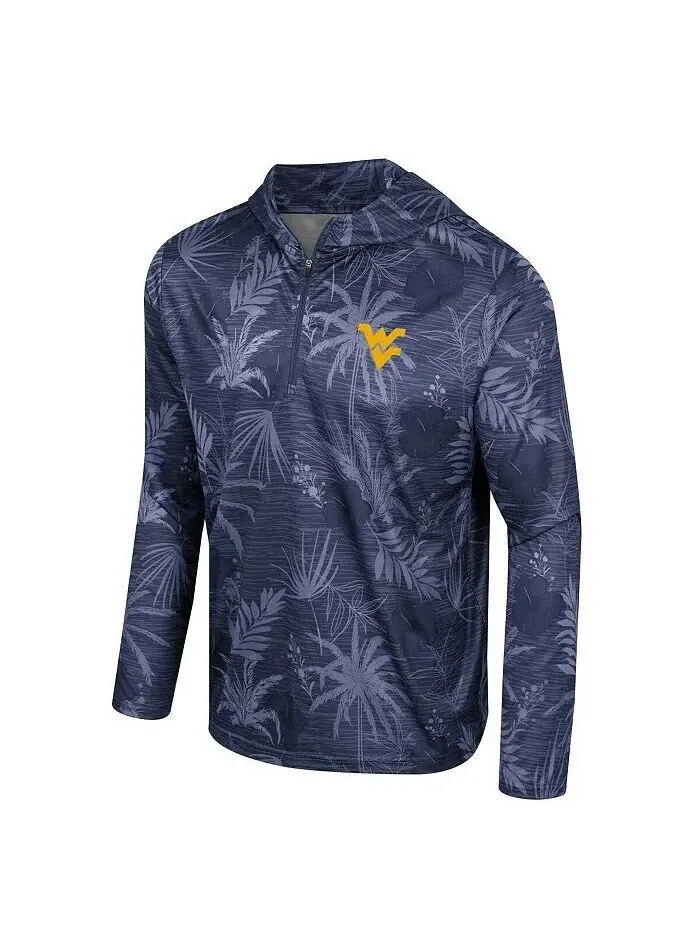 Мужская темно-синяя легкая толстовка West Virginia Mountaineers Palms Printed с капюшоном и — изображение 2 из 3