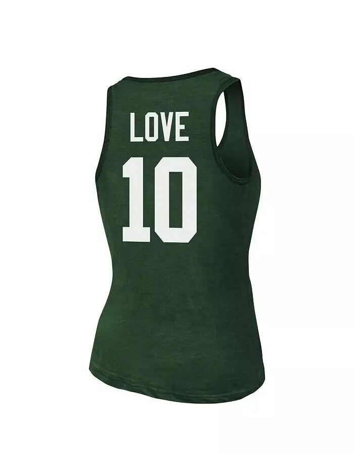 Женская майка Jordan Love Green Green Bay Packers с именем и номером Tri-Blend Majestic — изображение 2 из 3