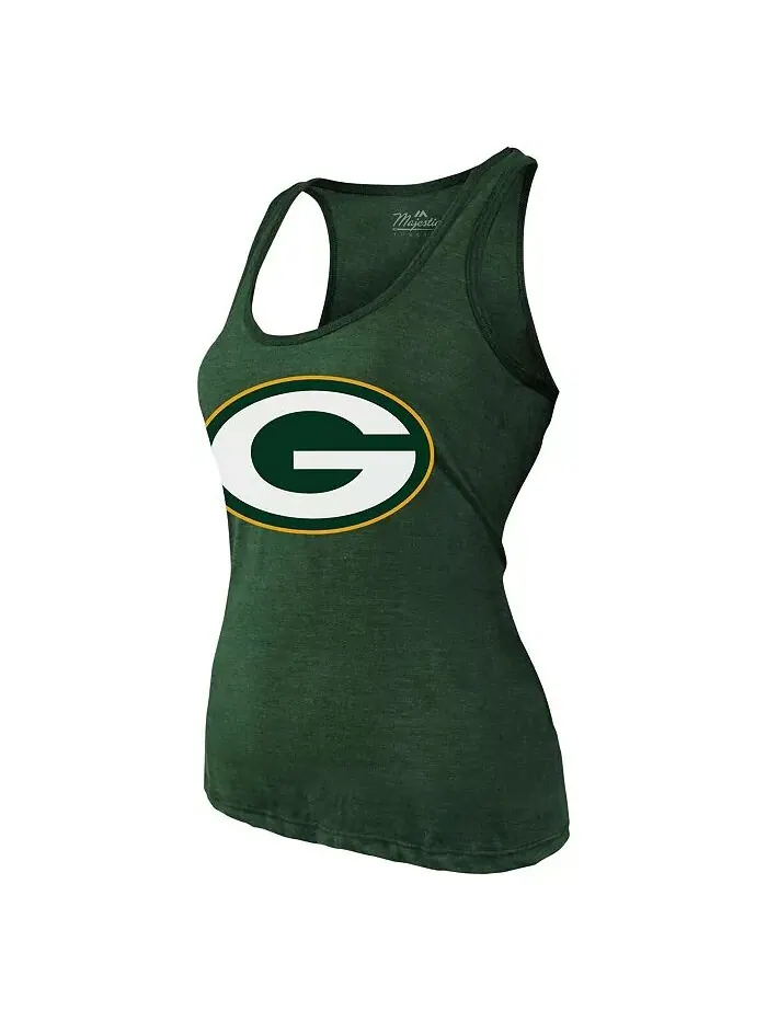 Женская майка Jordan Love Green Green Bay Packers с именем и номером Tri-Blend Majestic — изображение 3 из 3