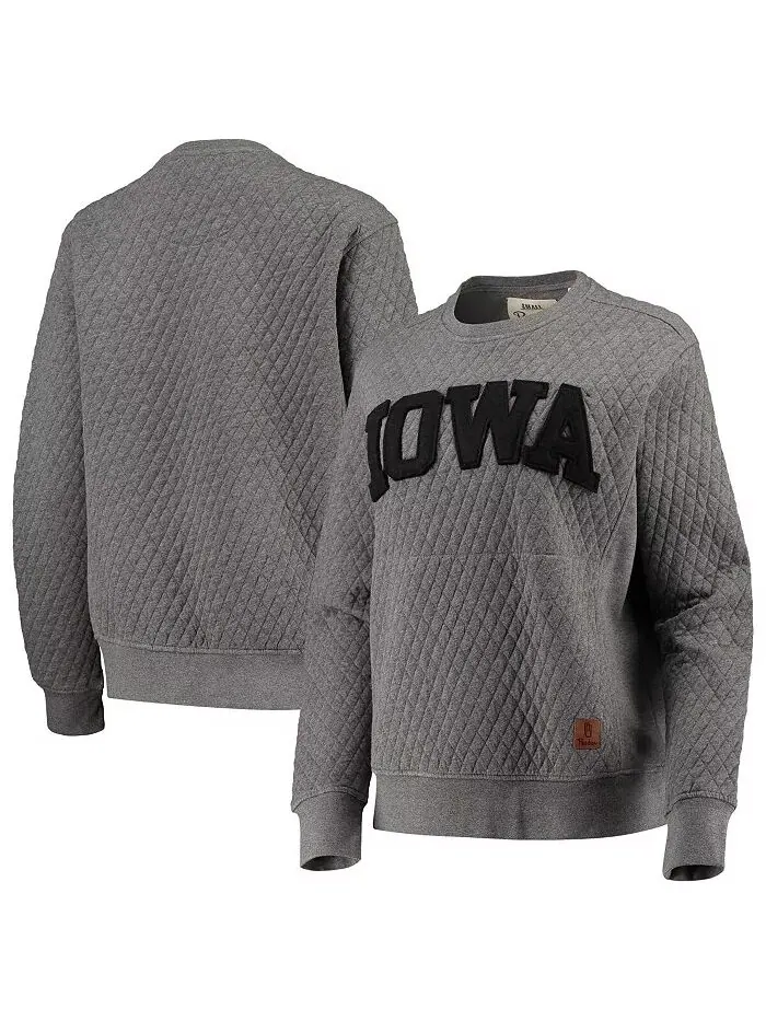 Женская стеганая толстовка-пуловер Heather Charcoal Iowa Hawkeyes Moose Pressbox — изображение 1 из 4