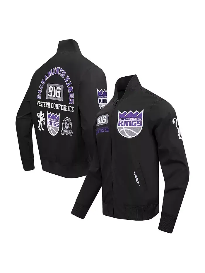 Мужская черная толстовка с молнией Sacramento Kings Area Code из твила Pro Standard — изображение 1 из 5