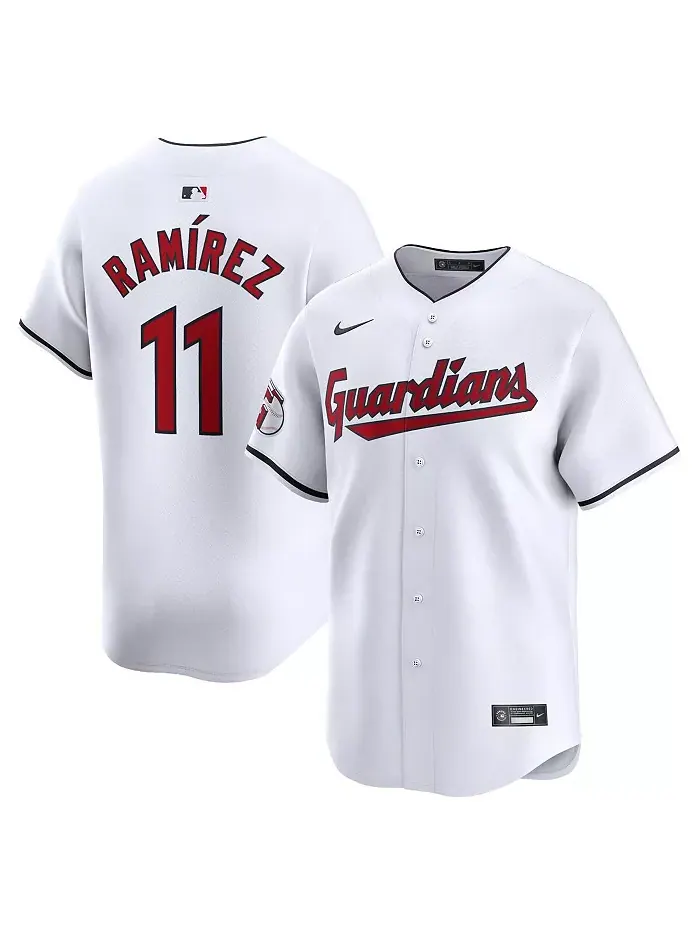 Мужская белая домашняя лимитированная игровая футболка Cleveland Guardians Jose Ramirez Nike — изображение 1 из 3