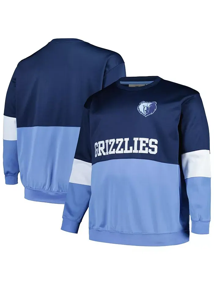 Мужская толстовка с разрезом Memphis Grizzlies большого и высокого размера в темно-синем и голубом — изображение 1 из 3
