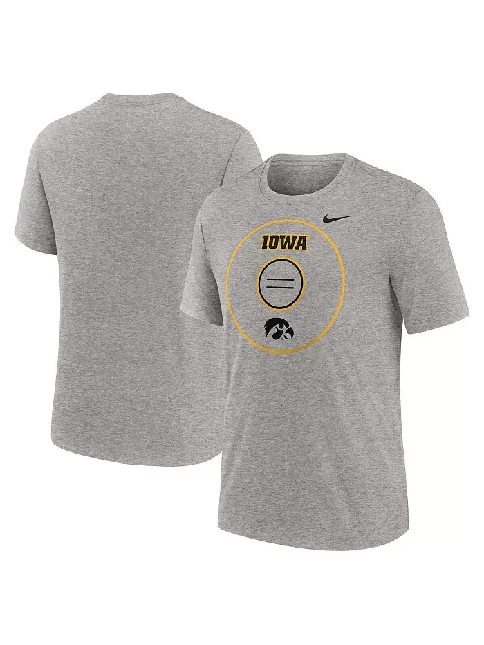 Мужская футболка Heather Gray Iowa Hawkeyes Campus Local Tri-Blend Nike — изображение 1 из 3