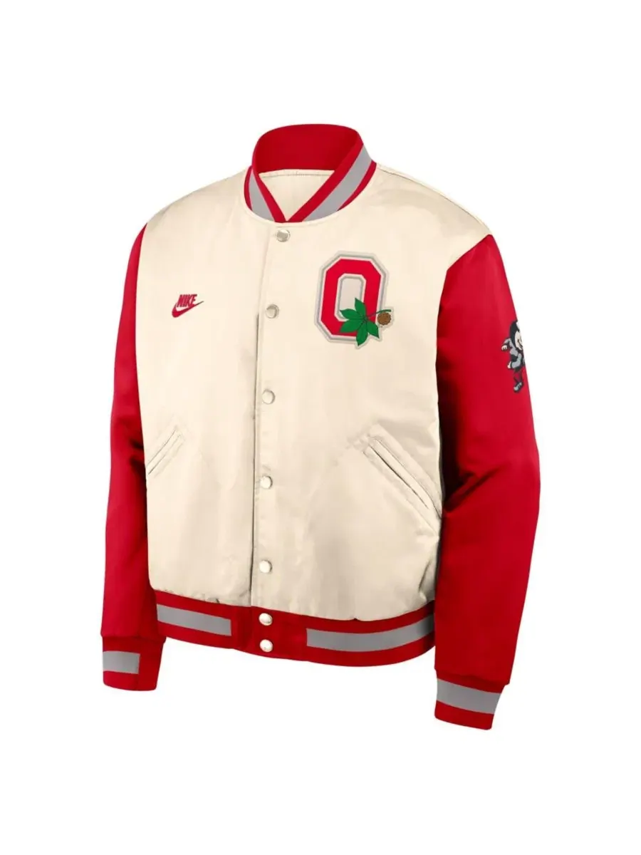 Мужская куртка-бомбер Legacy Full-Snap Nike, Natural Scarlet — изображение 2 из 2, красный