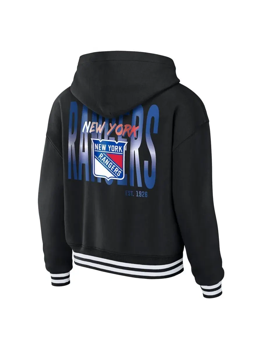 Женский укороченный худи на шнуровке с принтом New York Rangers WEAR by Erin Andrews — изображение 3 из 3, черный