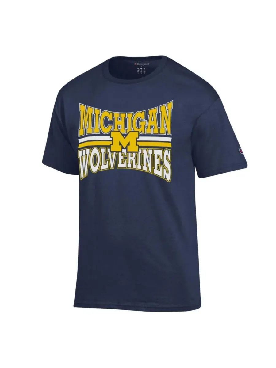 Футболка классического кроя с принтом Michigan Wolverines Champion — изображение 3 из 3, темно-синий