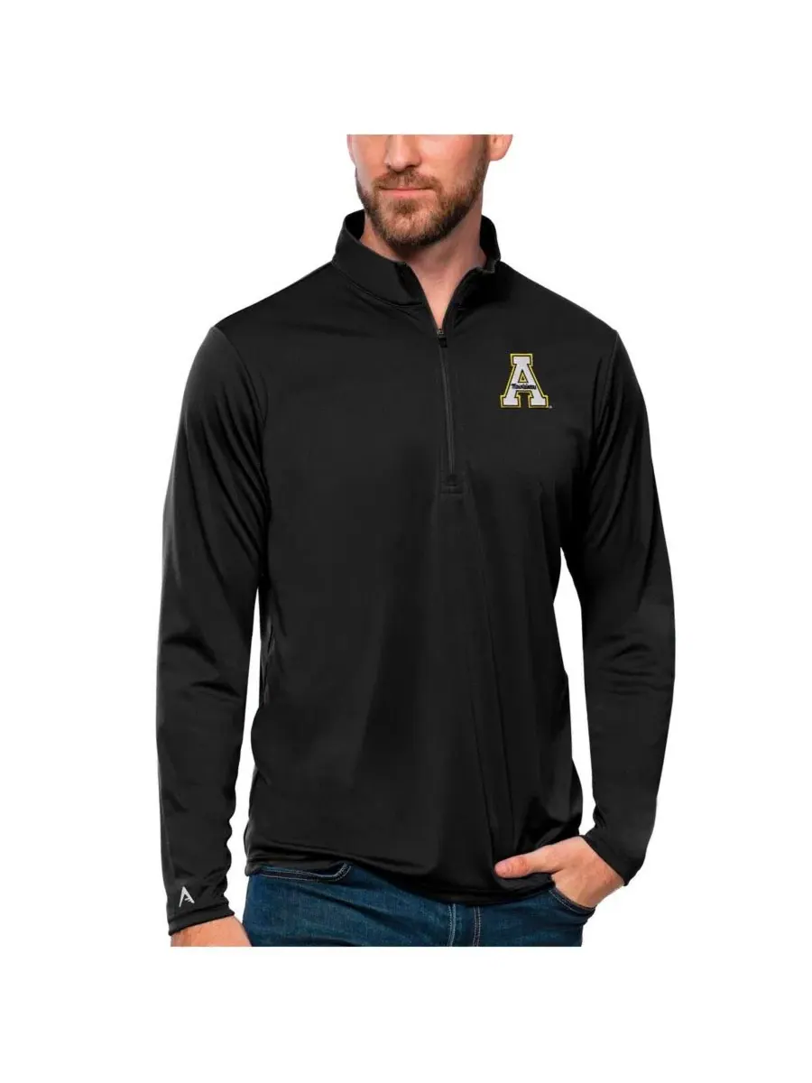 Мужской джемпер с четвертью-замком Appalachian State Mountaineers Tribute Antigua — изображение 1 из 1, черный